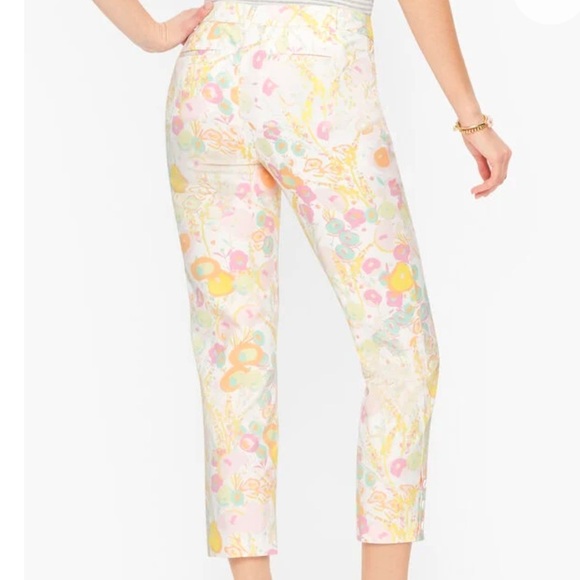 TALBOTS PERFECT CROP SPRING ABSTRACT FLORAL PANTS, CURVY FIT SIZE 2P - Picture 2 of 9